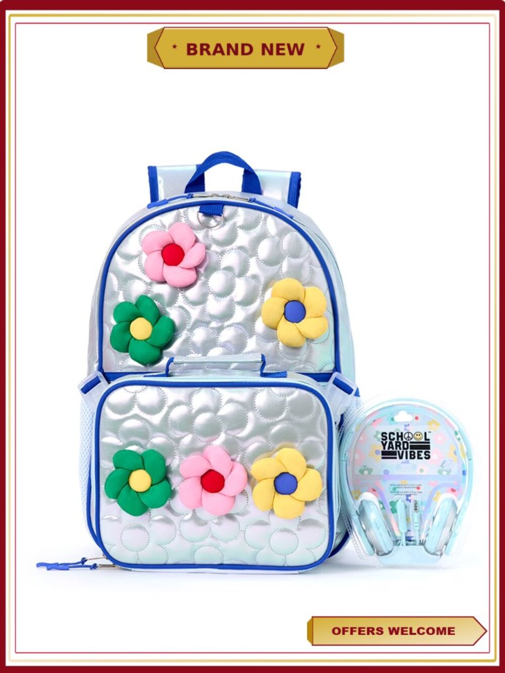 3 Piece Backpack Set w/ Headphones & Lunch Box, 17 inch (no color)
